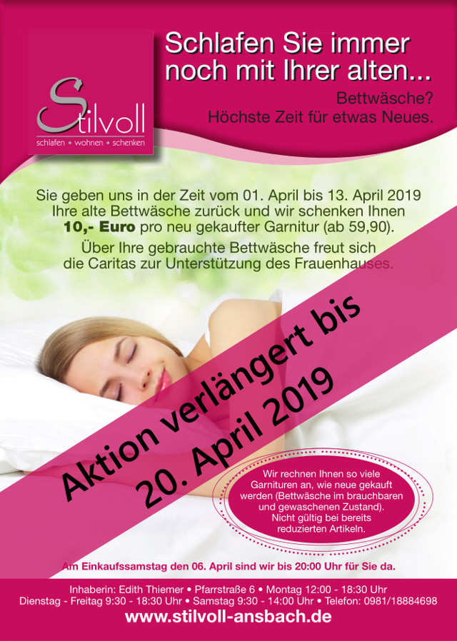 Tauschaktion Bettwäsche vom 01.04. bis 13.04.2019.